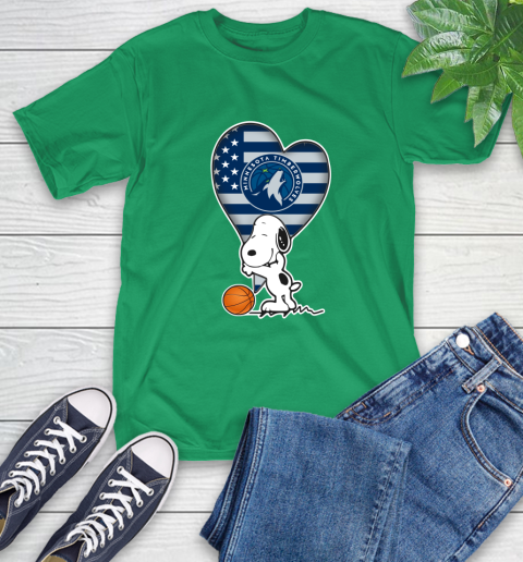 Minnesota Timberwolves NBA Basketball The Peanuts Movie Adorable Snoopy T-Shirt 7