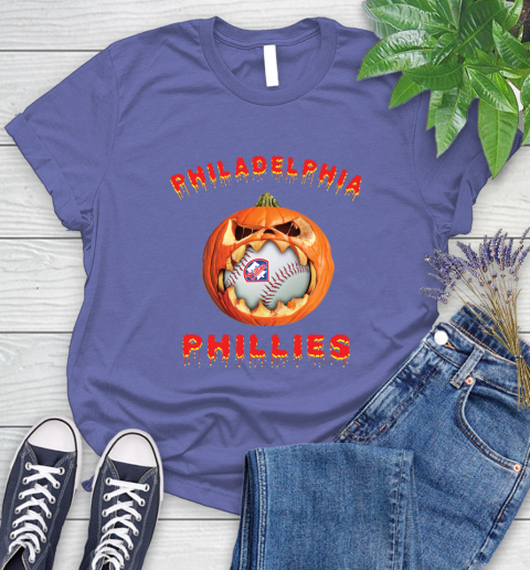 MLB Philadelphia Phillies Halloween Pumpkin Baseball Sports Women's T-Shirt 11