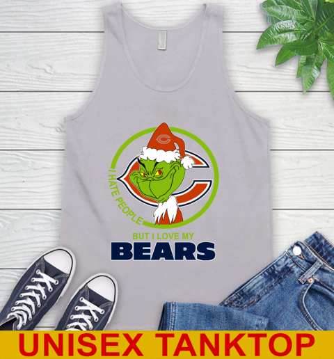 Chicago Bears NFL Christmas Grinch I Hate People But I Love My Favorite Football Team Tank Top 4