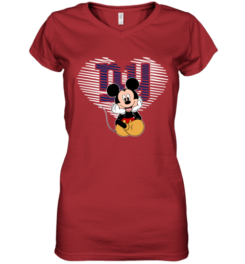 NFL New York Giants The Heart Mickey Mouse Disney Football T Shirt 0nLMTW2I8nq women v neck t shirt 39 95 151514 front red