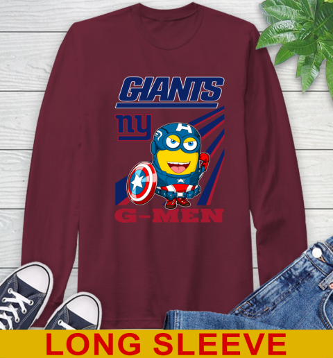 NFL Football New York Giants Captain America Marvel Avengers Minion Shirt Long Sleeve T-Shirt 7