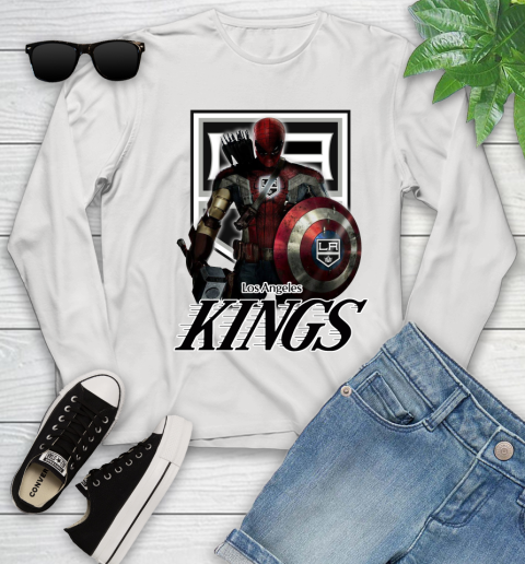 NHL Captain America Thor Spider Man Hawkeye Avengers Endgame Hockey Los Angeles Kings Youth Long Sleeve
