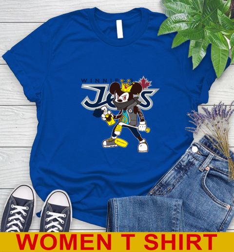 Winnipeg Jets NHL Hockey Mickey Peace Sign Sports Women's T-Shirt 9