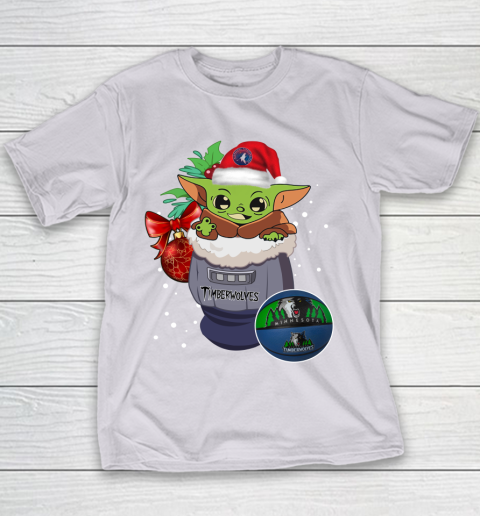 Minnesota Timberwolves Christmas Baby Yoda Star Wars Funny Happy NBA Youth T-Shirt 5