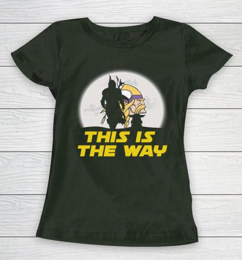 Minnesota Vikings NFL Football Star Wars Yoda And Mandalorian This Is The Way Women's T-Shirt 4