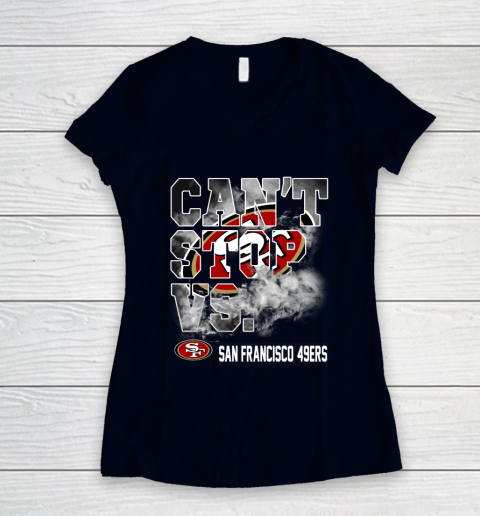 NFL San Francisco 49ers Can't Stop Vs Women's V-Neck T-Shirt 2