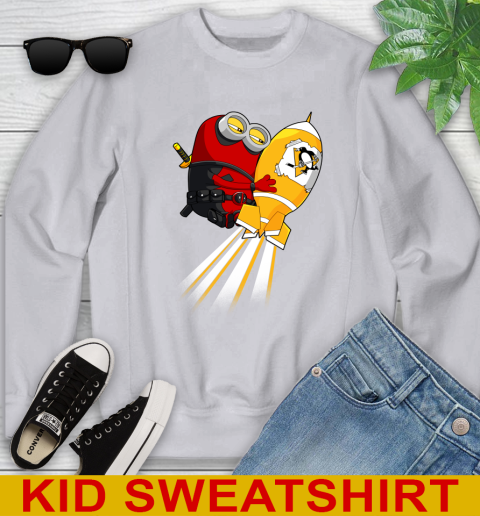 NHL Hockey Pittsburgh Penguins Deadpool Minion Marvel Shirt Youth Sweatshirt 3