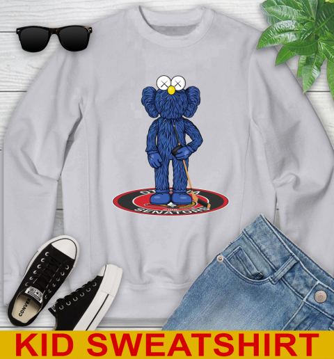 NHL Hockey Ottawa Senators Kaws Bff Blue Figure Shirt Youth Sweatshirt 4