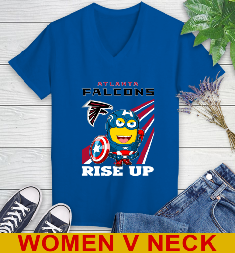 NFL Football Atlanta Falcons Captain America Marvel Avengers Minion Shirt Women's V-Neck T-Shirt 9