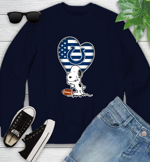 Indianapolis Colts NFL Football The Peanuts Movie Adorable Snoopy Youth Sweatshirt 3