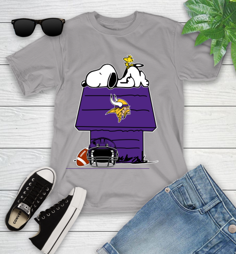 Minnesota Vikings NFL Football Snoopy Woodstock The Peanuts Movie Youth T-Shirt 4