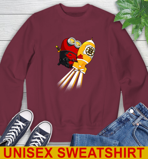 NHL Hockey Boston Bruins Deadpool Minion Marvel Shirt Sweatshirt 6