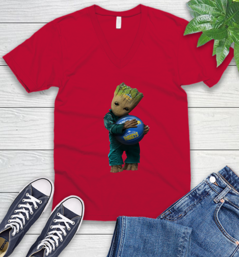 NBA Groot Guardians Of The Galaxy Basketball Sports Denver Nuggets V-Neck T-Shirt 8