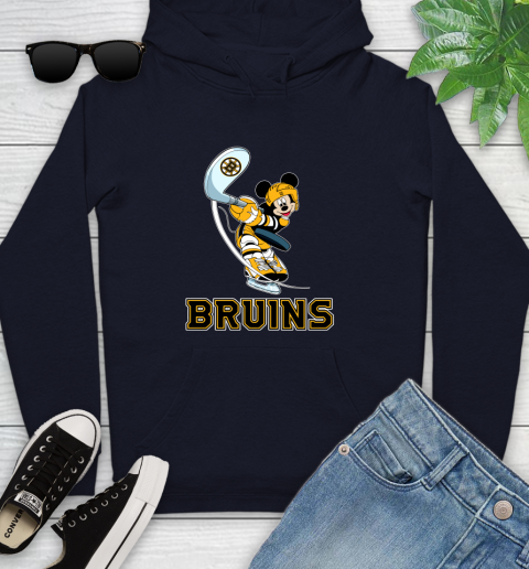 NHL Hockey Boston Bruins Cheerful Mickey Mouse Shirt Youth Hoodie 4