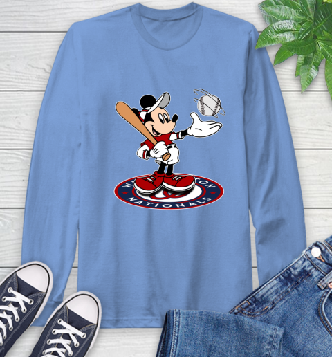 MLB Baseball Washington Nationals Cheerful Mickey Disney Shirt Long Sleeve T-Shirt 12