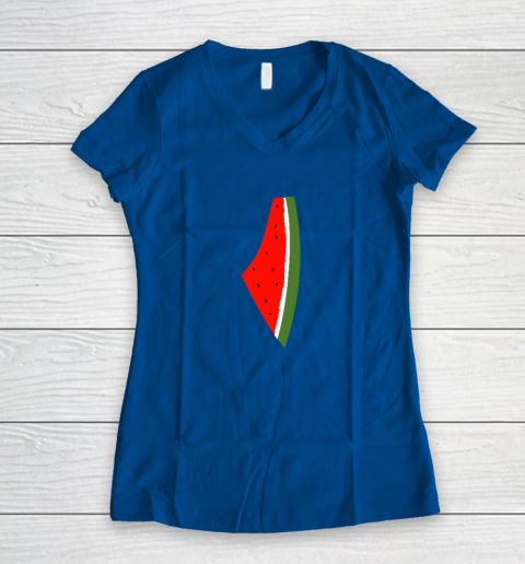 Palestine Watermelon Shirt Palestine Map Women's V-Neck T-Shirt 5
