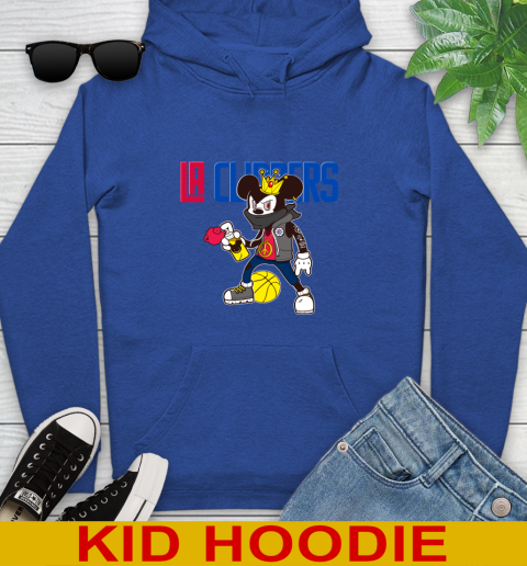 LA Clippers NBA Basketball Mickey Peace Sign Sports Youth Hoodie 10