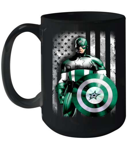 Dallas Stars NHL Hockey Captain America Marvel Avengers American Flag Shirt Ceramic Mug 15oz