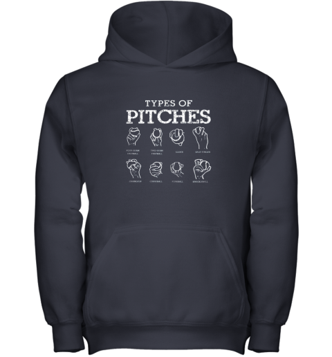 ul07 types of pitches softball baseball team sport youth hoodie 43 front navy