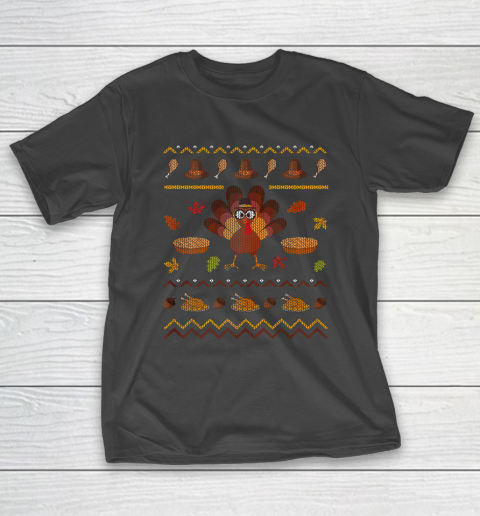 Ugly Christmas Sweater Thanksgiving Turkey Funny Holiday T-Shirt