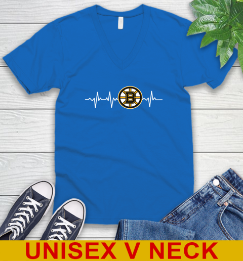 Boston Bruins NHL Hockey Heart Beat Shirt V-Neck T-Shirt 5