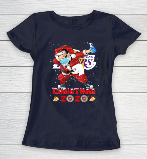 Los Angeles Lakers Funny Santa Claus Dabbing Christmas 2020 NBA Women's T-Shirt 2