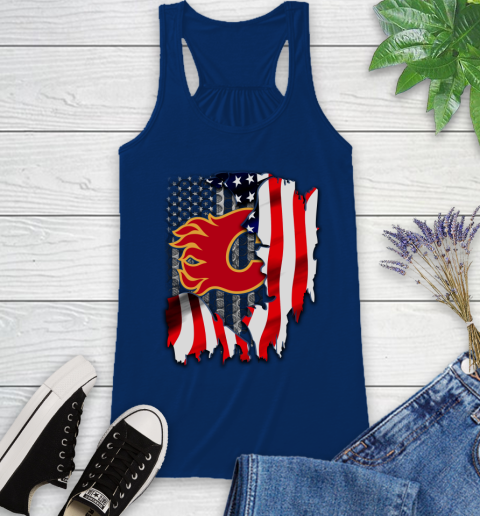 Calgary Flames NHL Hockey American Flag Racerback Tank - Image 9