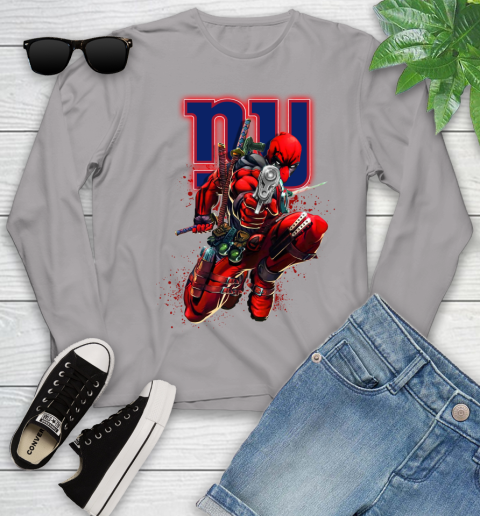NFL Deadpool Marvel Comics Sports Football New York Giants Youth Long Sleeve 5