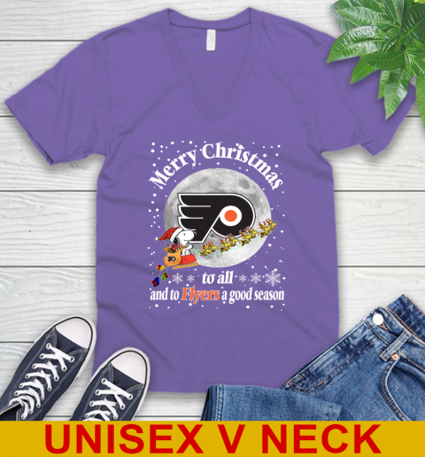 Philadelphia Flyers Merry Christmas To All And To Flyers A Good Season NHL Hockey Sports V-Neck T-Shirt 8