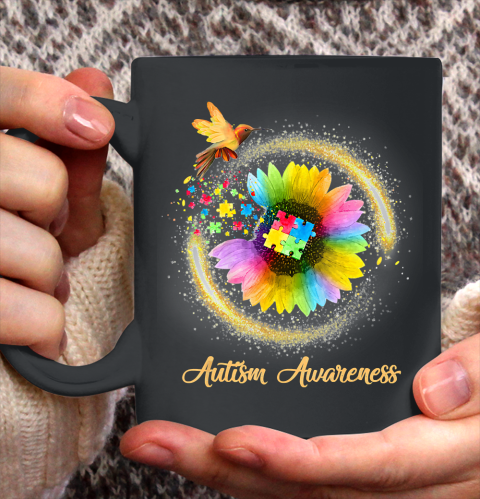 Autism Awareness Month Tshirt Hummingbird Sunflower Flower Ceramic Mug 11oz