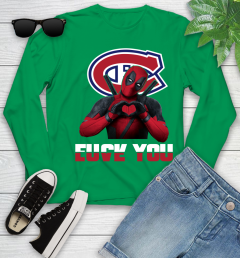 NHL Montreal Canadiens Deadpool Love You Fuck You Hockey Sports Youth Long Sleeve 7