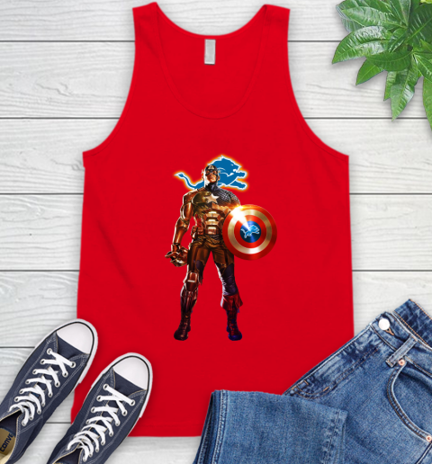 NFL Captain America Marvel Avengers Endgame Football Sports Detroit Lions Tank Top 6