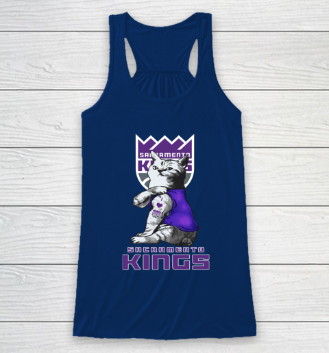 NBA Basketball My Cat Loves Sacramento Kings Racerback Tank 6