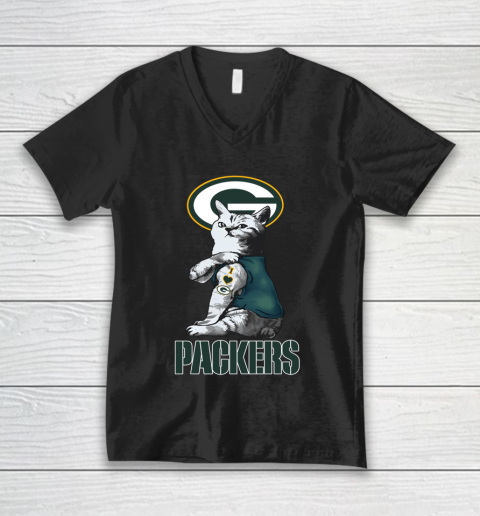 NFL Football My Cat Loves Green Bay Packers V-Neck T-Shirt