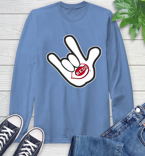 Cincinnati Reds MLB Baseball Mickey Rock Hand Disney Long Sleeve T-Shirt 11