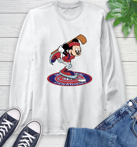 NHL Hockey Montreal Canadiens Cheerful Mickey Disney Shirt Long Sleeve T-Shirt 2