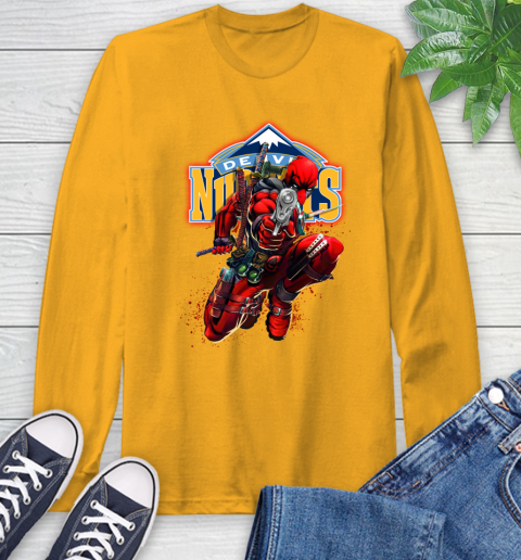 NBA Deadpool Marvel Comics Sports Basketball Denver Nuggets Long Sleeve T-Shirt 3