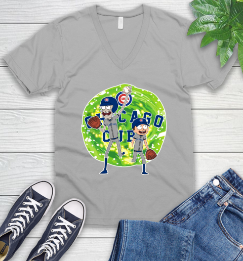 MLB Chicago Cubs Rick And Morty Baseball Sports V-Neck T-Shirt 4