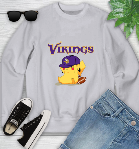 NFL Pikachu Football Sports Minnesota Vikings Youth Sweatshirt 4