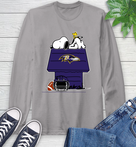 Baltimore Ravens NFL Football Snoopy Woodstock The Peanuts Movie Long Sleeve T-Shirt 6
