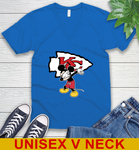 Kansas City Chiefs NFL Football Dabbing Mickey Disney Sports V-Neck T-Shirt 6