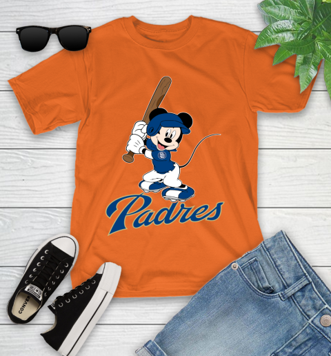 MLB Baseball San Diego Padres Cheerful Mickey Mouse Shirt Youth T-Shirt 7