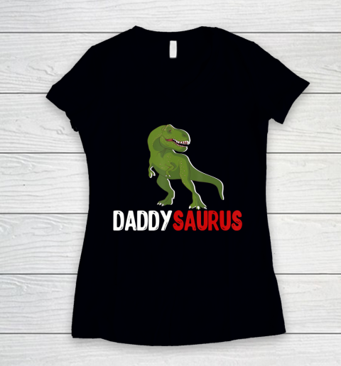 Father gift shirt Daddy Dinosaur tee Daddysaurus Fathers Day Matching Apparel T Shirt Women's V-Neck T-Shirt