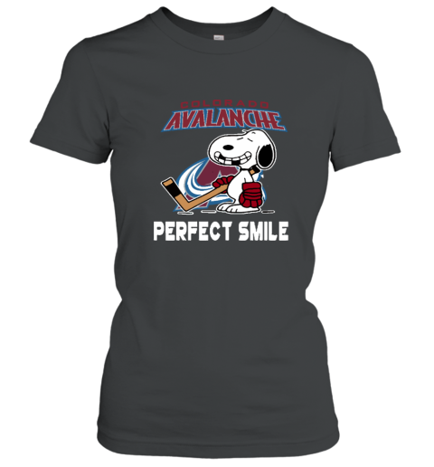 rvzv colorado avalanche snoopy perfect smile the peanuts ladies t shirt 20 front black