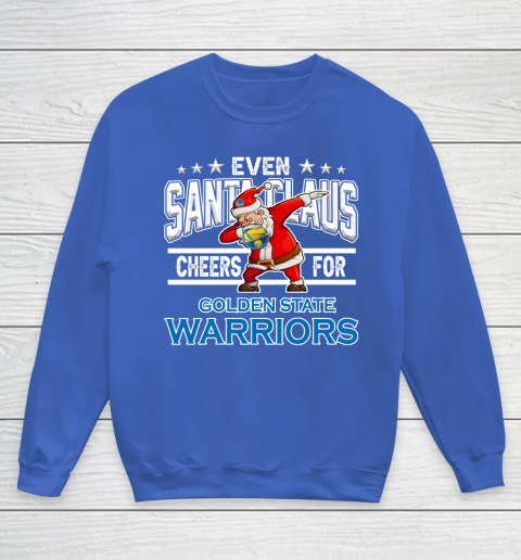 Golden State Warriors Even Santa Claus Cheers For Christmas NBA Youth Sweatshirt 6