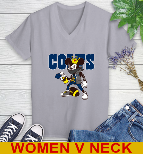 Indianapolis Colts NFL Football Mickey Peace Sign Sports Women's V-Neck T-Shirt 5