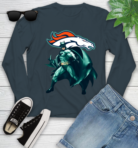 NFL Batman Football Sports Denver Broncos Youth Long Sleeve 8