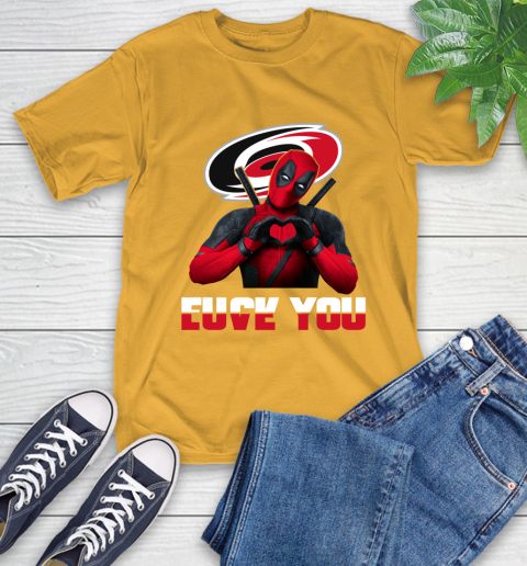NHL Carolina Hurricanes Deadpool Love You Fuck You Hockey Sports T-Shirt 2