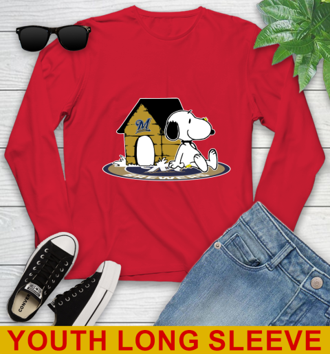 MLB Baseball Milwaukee Brewers Snoopy The Peanuts Movie Shirt Youth Long Sleeve 11