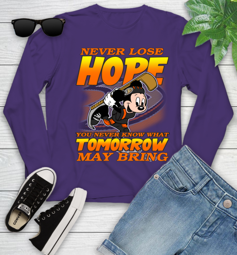 Anaheim Ducks NHL Hockey ootball Mickey Disney Never Lose Hope Youth Long Sleeve 4